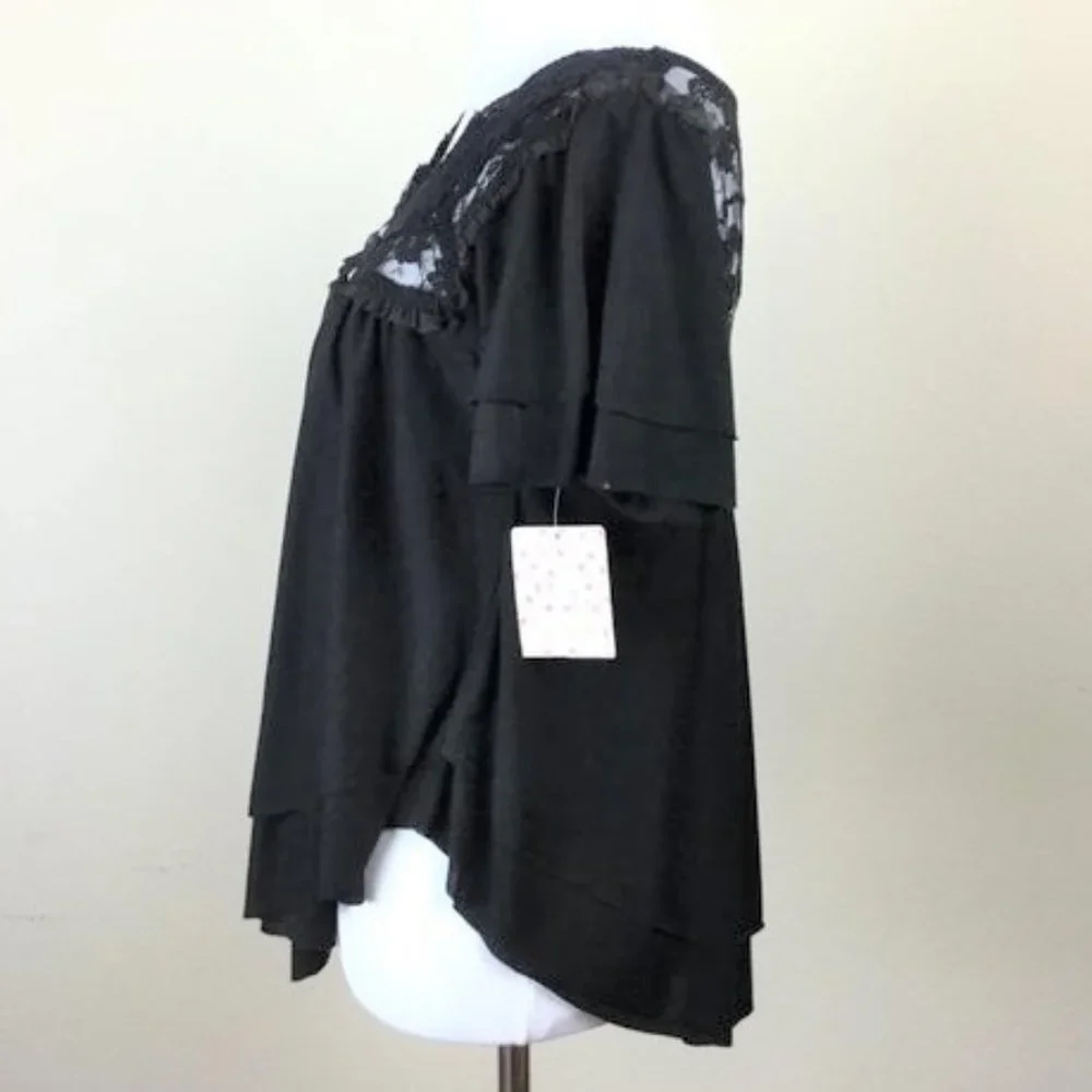 NWT Free People Black Blouse xs